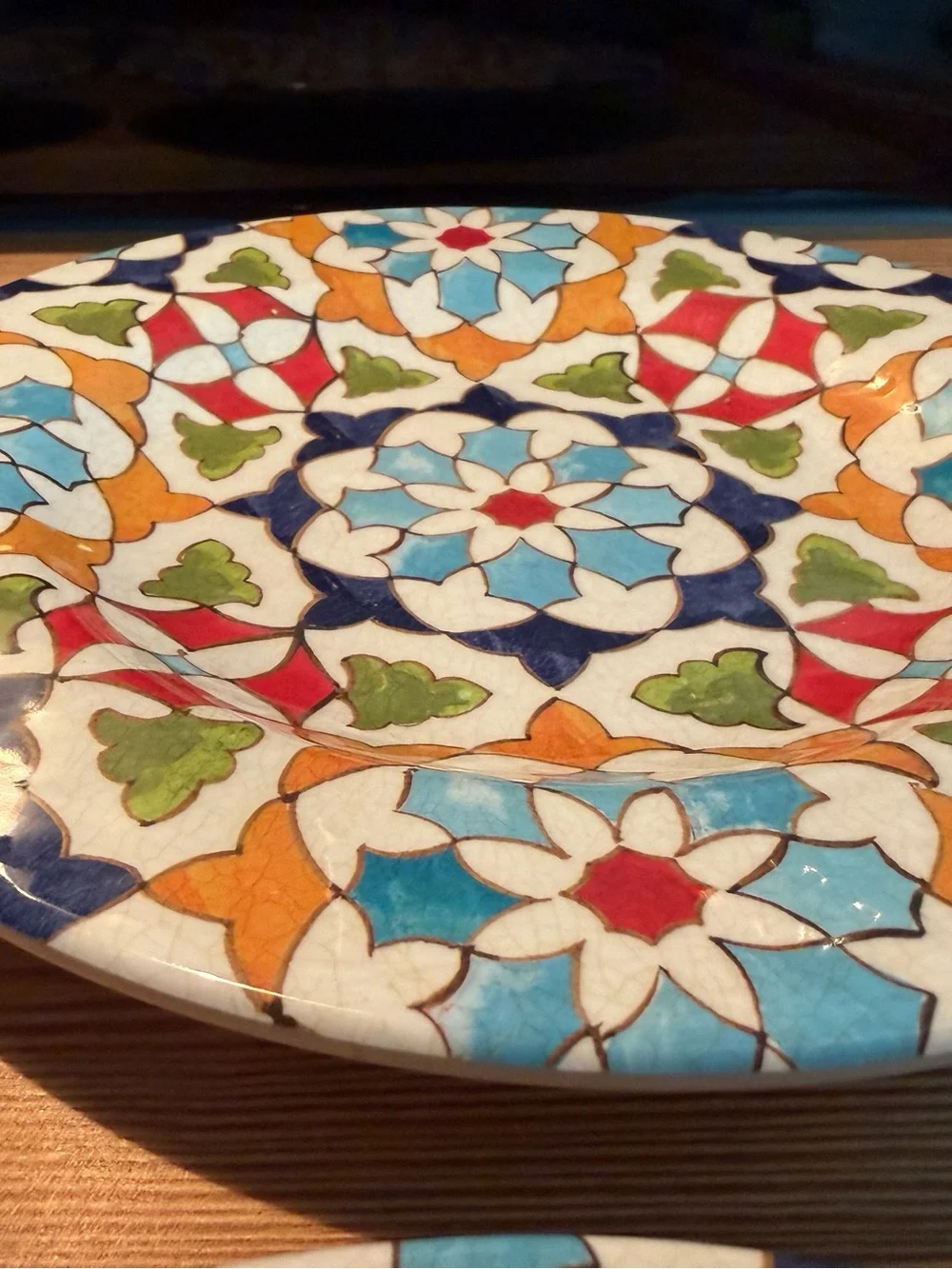 Williams Sonoma Iznik Tile Geo Indoor/Outdoor Melamine Salad Plates, S/4